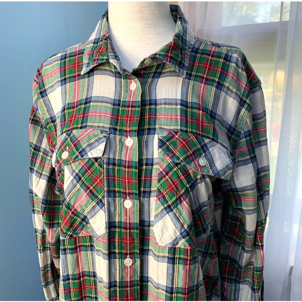 J. Crew White Stewart Tartan Plaid Button Down Shirt Size 8 - Picture 2 of 8